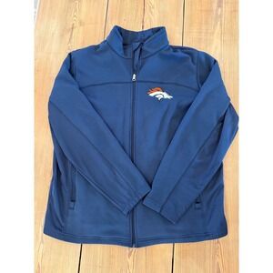 NFL Denver Broncos Mens XXL Full Zip Jacket Navy Blue Textured Waffle Knit Coat
